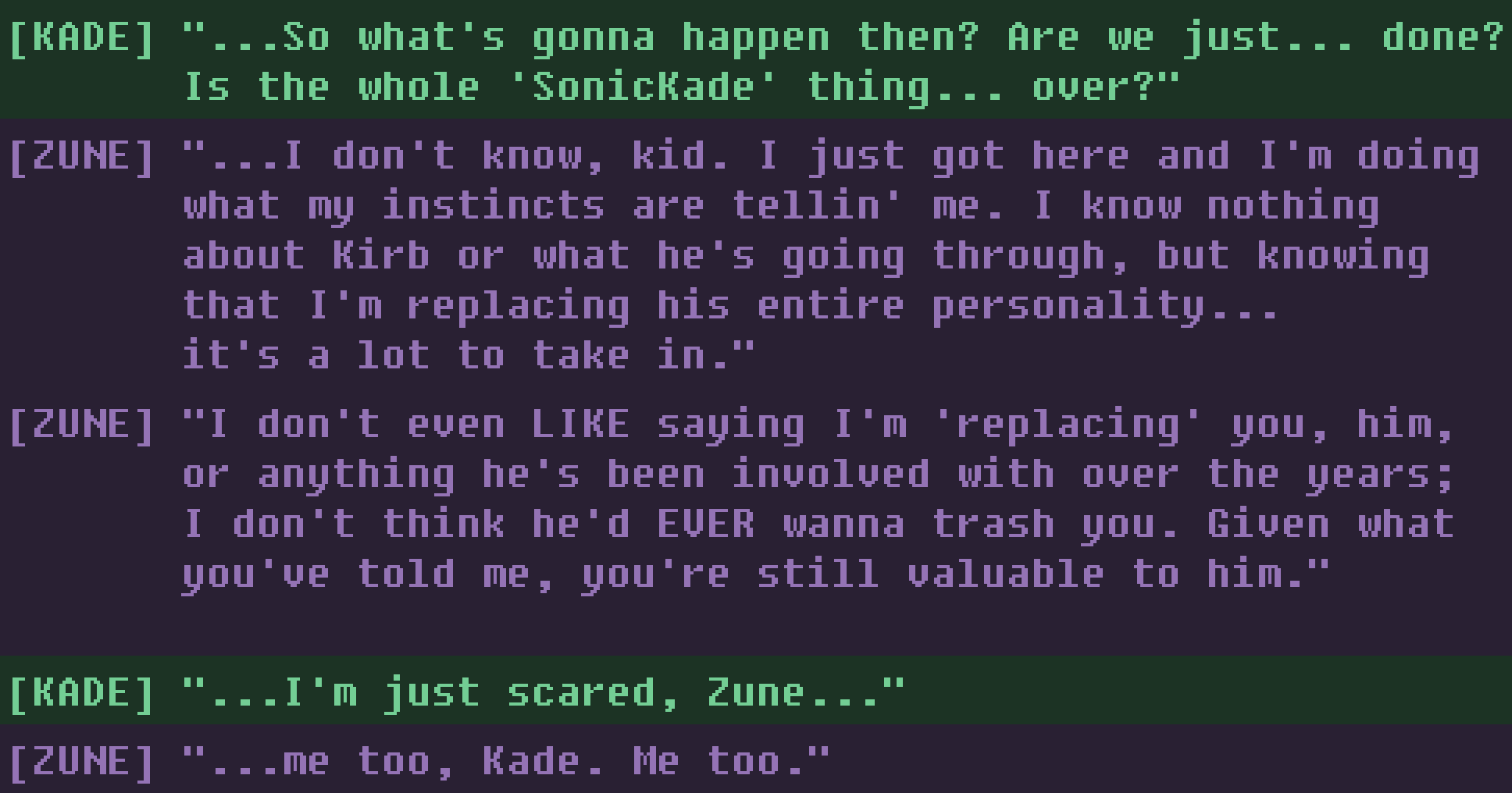 Some dialogue representing the above image..